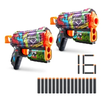 Afbeelding van X Shot Skins Flux, graffiti, schuimrubberen dart blaster (verpakking van 2, 16 darts)
