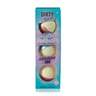 Afbeelding van Dirty Works And On That Bombshell Bath Bomb Trio, 3 x 26g Glitter Fizzers