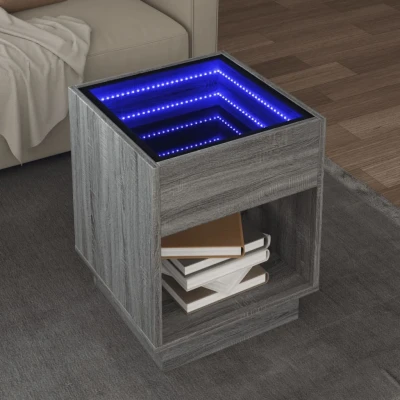 Afbeelding van Salontafel met Infinity LED 40x40x50 cm grijs sonoma eikenkleur