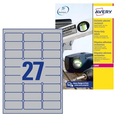 Afbeelding van Avery Italy L6 Etiketten in Polyester 63.5 x 29.6 ZILVER