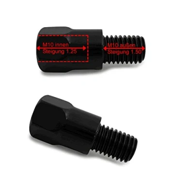 Afbeelding van Area1 M10 x 1,25 naar 1,50 schroefdraadadapter motorspiegel adapter (2 stuks) compatibel met BMW R nineT R1250 R1200 K1300 K1200 F900 F750 F850 F700GS F80 G310 C400 S1000 G650 F650 K1300R