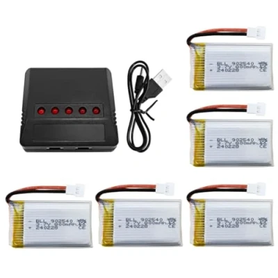 Afbeelding van 5Stuks 3.7V 800mAh Lithium Batterij met Oplader 5 in 1 voor MJX X708W X709 UDI U45 U45W U42 U42W E32HW Syma X5C X5SC X5SW H5C V931 S5C SS40 FQ36 T32 T5W H42 Drone Afstandsbediening