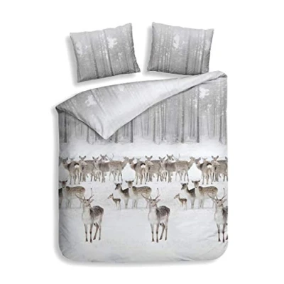 Afbeelding van Heckett &amp; Lane Delmar Flanel dekbedovertrek 1 persoons (140x200/220 cm + sloop) Fog Natural