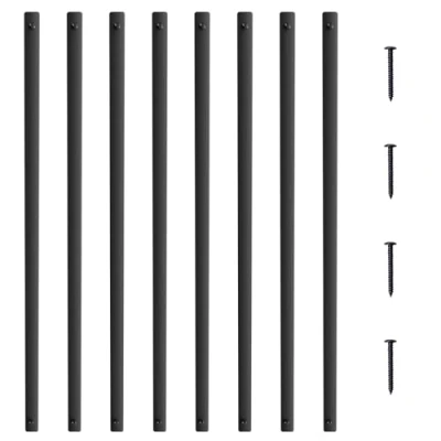 Afbeelding van VEVOR Metalen baluster voor trappen, 25 x 5,5 965 mm, platte decoratieve balusters van aluminiumlegering, set 72 dekbalusters met schroeven, klassieke holle dekbalustrades