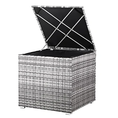 Afbeelding van Casaria Polyrattan Kussenbox 318 L met Deksel 75x75x70cm Grijs