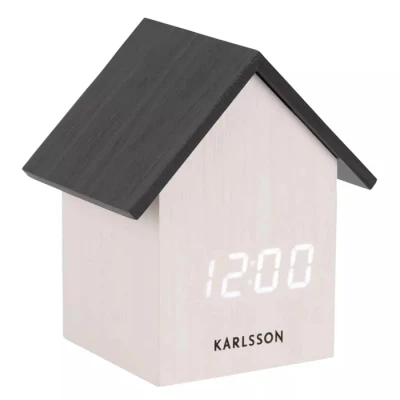 Afbeelding van Karlsson Wekker House LED Hout Fineer Wit 10x11x7cm