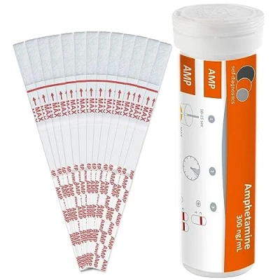 Afbeelding van self diagnostics drugs sneltest amfetamine (AMP) speed pep cut off: 300 ng/ml 25 teststrips detectie diptest urinetest test 5 min drugstest urine