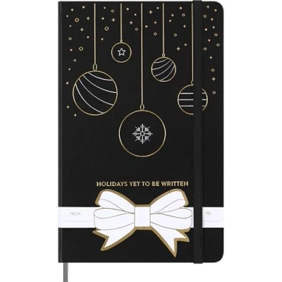 Afbeelding van Moleskine Feestelijke vakantie notitieboek, harde kaft, gelijnd, groot (5&quot; x 8,25&quot;), zwart, 240 pagina&#039;s
