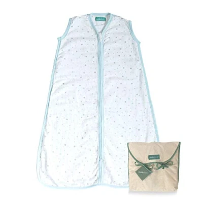 Afbeelding van molis&amp;co. Babyslaapzak 100% katoen. Ideaal voor de zomer. TOG waarde van 0.5. 6 18 maanden. Zachtheid en frisheid in één enkele stoflaag. Blue sky Blauw.