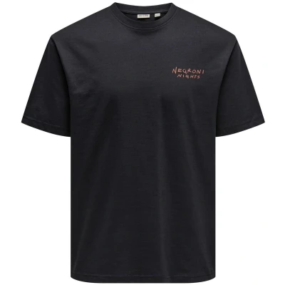 Afbeelding van ONLY &amp; SONS ONSSPRITZ ITALY RLX SS TEE Heren T shirt Jet Black Negroni Nights