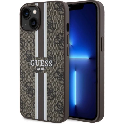 Afbeelding van Guess 4G Printed Stripe Back Case (MagSafe Compatible) Geschikt voor Apple iPhone 14 Plus (6.7&quot;) Bruin