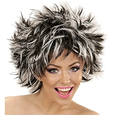 Afbeelding van Widmann Punk &amp; Rock Kostuum Chick Pruik, Steamy Zwart / Wit Carnavalskleding Verkleedkleding