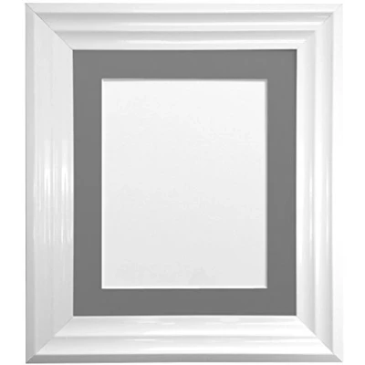 Afbeelding van FRAMES BY POST Firenza Witte Fotolijst met Donkergrijs Mount Plastic Glas 18&quot;x12&quot; Pic Grootte 14&quot;x8&quot;