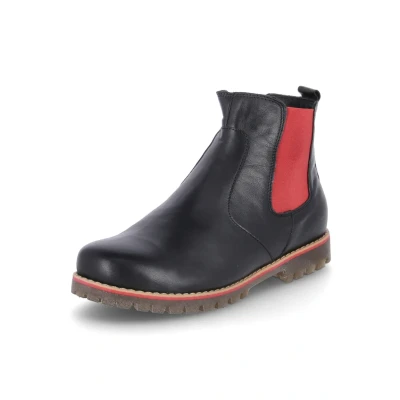 Afbeelding van Andrea Conti Dames enkellaarsjes veterboot leer profielzool 0342847, Zwart/Rood, 36 EU