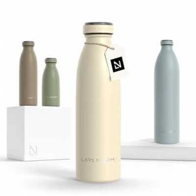 Afbeelding van LARS NYSØM &#039;Ren&#039; Roestvrijstalen drinkfles 500ml BPA vrij geïsoleerde waterfles 0,5 Liter Buttercream