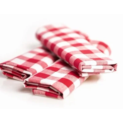 Afbeelding van texpot Landhaus servet 60 x cm rood wit geruit 100% katoen in 20 mm boerenruit