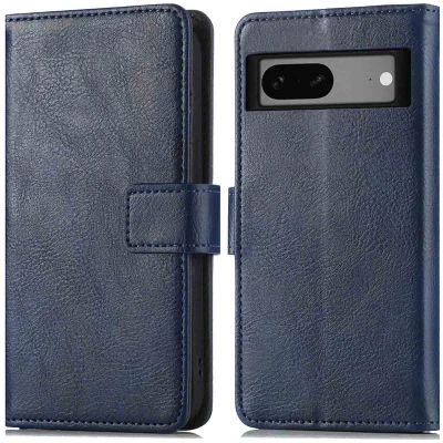 Afbeelding van Google Pixel 7a Hoesje Kunstleder iMoshion Bookcase Donkerblauw Telefoonhoesje