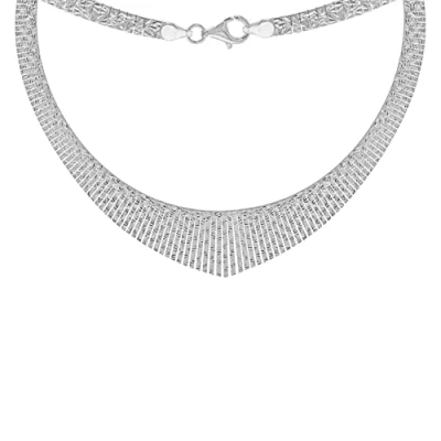 Afbeelding van Tuscany Silver Sterling zilveren diamant geslepen Cleopatra Starburst ketting met een lengte van 43,0 cm Voor Dames