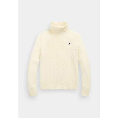 Afbeelding van Polo Ralph Lauren WOOL Cashmere Cable ROLL NECK Jumper Trui, Dames, Maat: XXS, Authentic cream