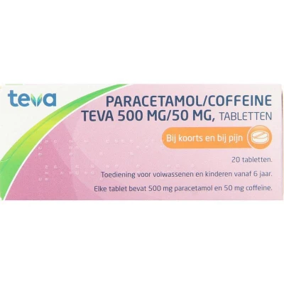 Afbeelding van Paracetamol/Coffeine Teva Tablet 500/50mg