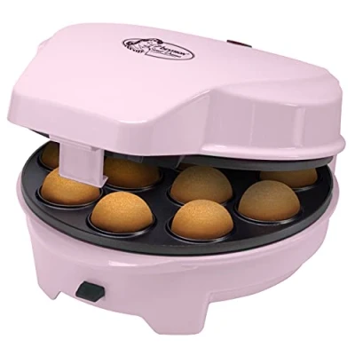 Afbeelding van Bestron 3 in 1 cakemaker retro design, met verwisselbare bakplaten: donut , cupcake en cakepopmaker, indicatielampje &amp; antiaanbaklaag, 700 watt, kleur: roze