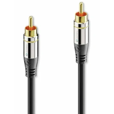 Afbeelding van Sonero Premium 3 m RCA kabel, 1 x cinch stekker op stekker, subwoofer, versterker, beamer, AV ontvanger, zwart, 3,00