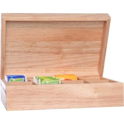 Afbeelding van Cosy &amp; Trendy 8 vaks grote luxe theedoos blanco hout 29 x 19 cm Theedozen