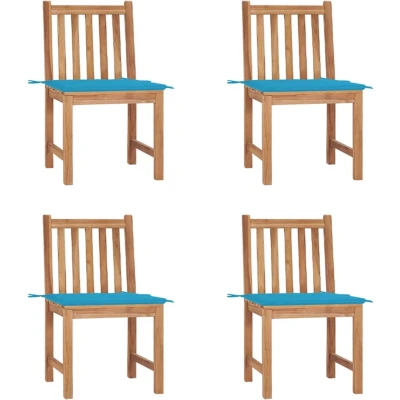 Afbeelding van vidaXL Tuinstoelen 4 st met kussens massief teakhout