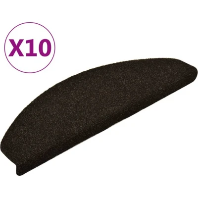 Afbeelding van vidaXL Trapmatten zelfklevend 10 st 65x21x4 cm naaldvilt donkerbruin