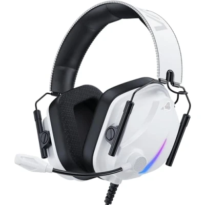 Afbeelding van Vakedy HW12 Gaming headset voor PC/PS5/PS4/Xbox One/Switch, Hoofdtelefoon met Microfoon, Bedrade Xbox 3,5 mm audio aansluiting (wit)