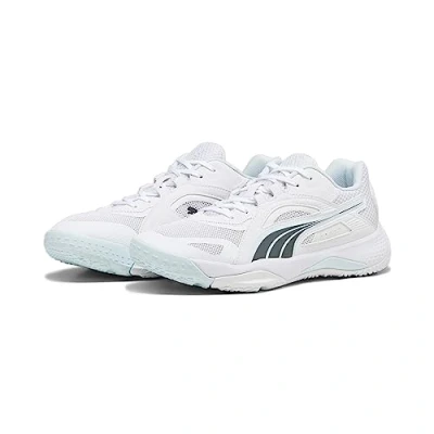 Afbeelding van Puma Solarstrike II Handbalschoenen White shadow gray nitro blue, Dames, Maat: 44.5, blue Imitatieleer/ textiel