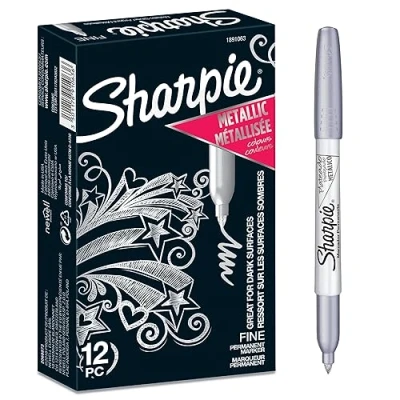 Afbeelding van Sharpie Metallic Permanente Markers Fijne punt Zilver 12 Count