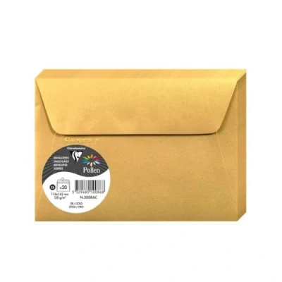 Afbeelding van Clairefontaine 50086C Een verpakking met 20 enveloppen pollen zelfklevend 11,4 x 16,2 cm 120 g, Or