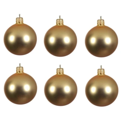 Afbeelding van Decoris Kerstballen 6 stuks goudkleurig mat glas 8 cm