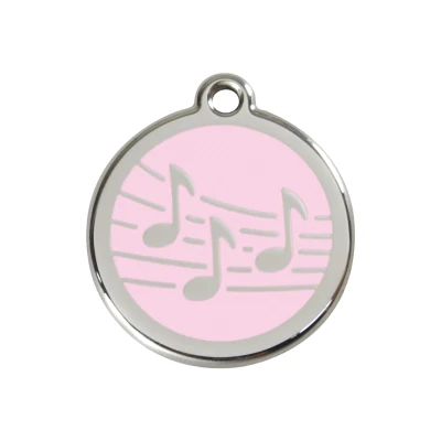 Afbeelding van Music Pink roestvrijstalen hondenpenning medium/gemiddeld dia. 3 cm RedDingo