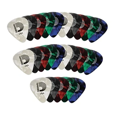Afbeelding van D&#039;Addario Assortiment van Parelmoer Celluloid Gitaar Plectrums, 25 stuks, Medium