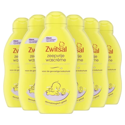 Afbeelding van Zwitsal Zeepvrije Wascrème 6 x 200 ml Voordeelverpakking