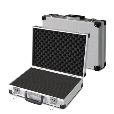 Afbeelding van PeakTech 7265 Universele koffer voor meetinstrumenten, robuuste draagkoffer, gereedschapsopslag, kubusschuimplaten, schuimrubberen bekleding, afsluitbaar, stofbescherming, XL 390 x 280 100 mm