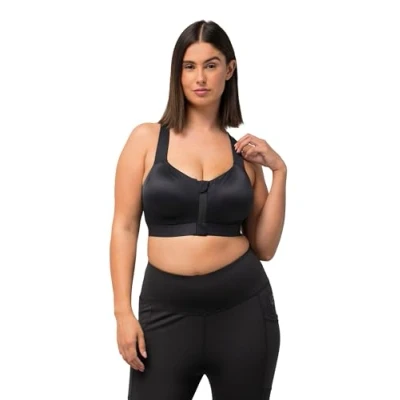 Afbeelding van Ulla Popken Zipper Gekreuzte TRÄGER Bustier, Dames, Maat: 100D, Schwarz