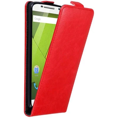Afbeelding van Cadorabo Hoesje geschikt voor Motorola MOTO X PLAY in APPEL ROOD Beschermhoes Flip Case Cover magnetische sluiting