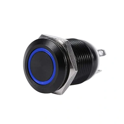 Afbeelding van Keenso LED Knopschakelaar, Auto 12V 2A 12mm Licht Momentary Drukknop Schakelaar On/Off Klink Knop (Blauw) autoschakelaar