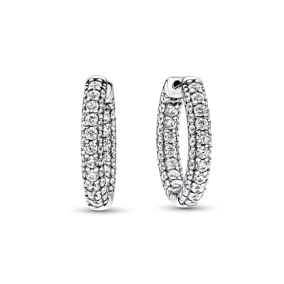 Afbeelding van Pandora 292624C01 Oorringen Timeless Pave Single Row zilver zirconia
