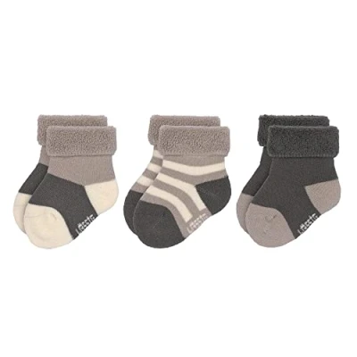 Afbeelding van LÄSSIG Badstof sokken voor kinderen, set van 3, antraciet/taupe, maat 15 18, antraciet taupe