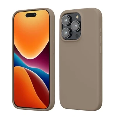 Afbeelding van kwmobile Case voor iPhone 15 Pro Slank TPU Hoesje met Zachte Afwerking In taupe