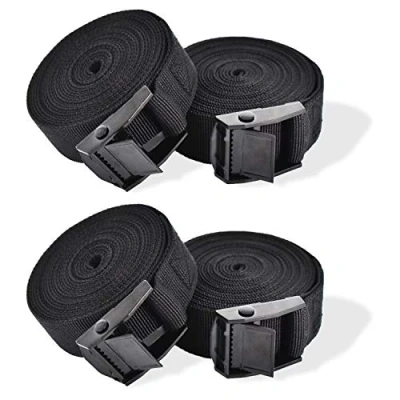 Afbeelding van RIO Direct 4 stuks spanbanden 1 m, zwart Spanriem Verstelbaar, Ratel Tension Strap voor fiets steekwagen motorfiets vrachtwagen kajaks bagage trekhaak