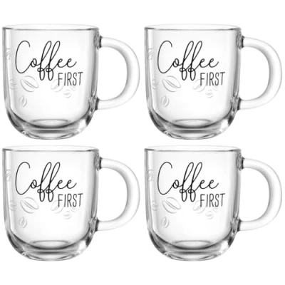 Afbeelding van LEONARDO HOME Ufficio koffiekopjes First 047077, set van 4, vaatwasserbestendige kopjesset, moderne en hoogwaardige voor kantoor, dagelijkse theekopjes, 4 stuks, 400 ml