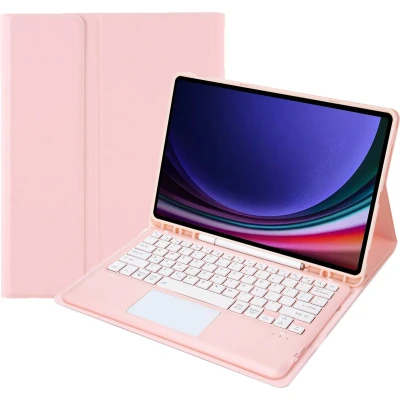 Afbeelding van Case2go Bluetooth Toetsenbord geschikt voor Samsung Galaxy Tab S9 Plus (2023) Met stylus pen houder en Touchpad QWERTY Keyboard case Roze