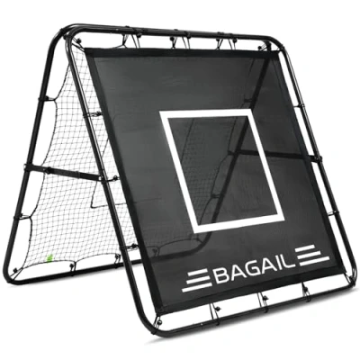 Afbeelding van Bagail dubbelzijdig rebound net, voetbalnet, geverfde versterkte staaf, verstelbare hoek, opvouwbare structuur, net met trainingsdoel, draagbaar tuinvoetbal doel