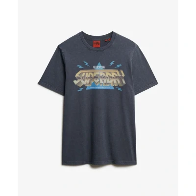 Afbeelding van Superdry Mannen Rock Band Logo T shirt met Relaxte Pasvorm Donkergrijs Grootte: Xxxl
