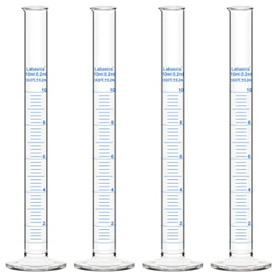 Afbeelding van Labasics 4 Pack Borosilicaat Glas 10 ml Zwaarwandige Maatcilinder Gegradueerde Cilinder
